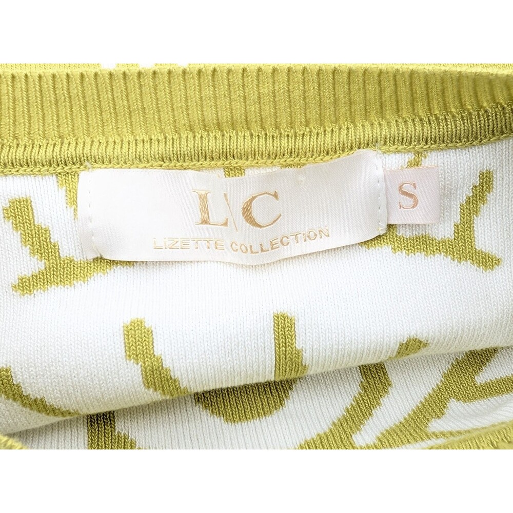 Lizette Collection Green White Evil Eye Art-to-Wear Pullover Sweater Size Small - Picture 2 of 6